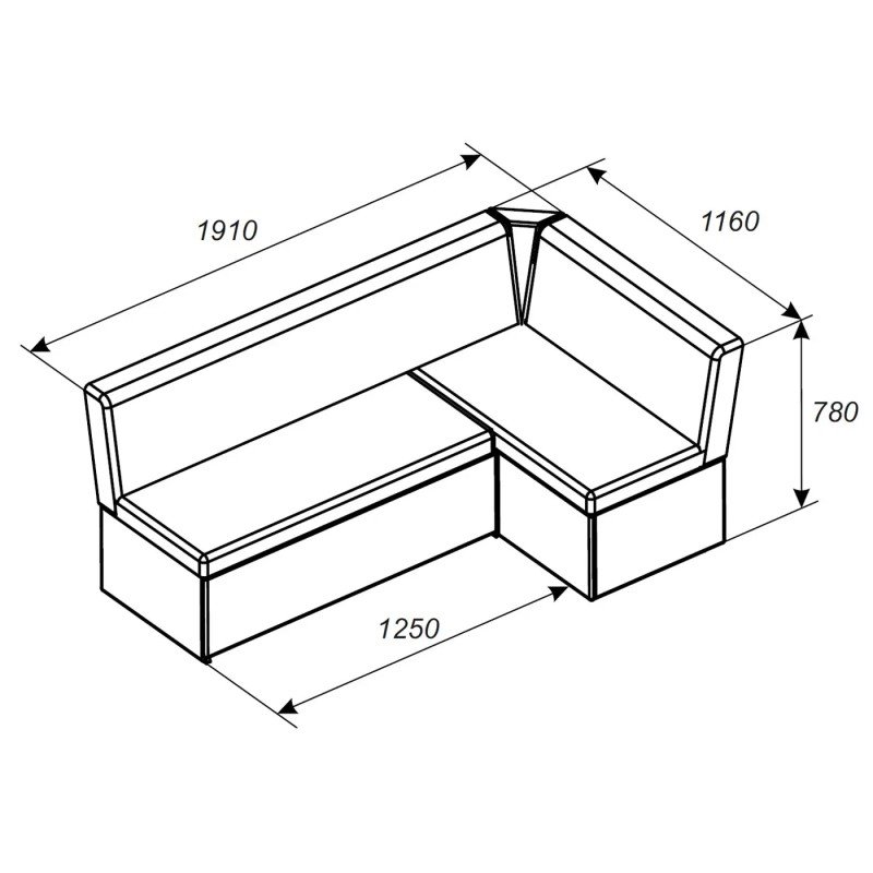 Диван на кухню размеры
